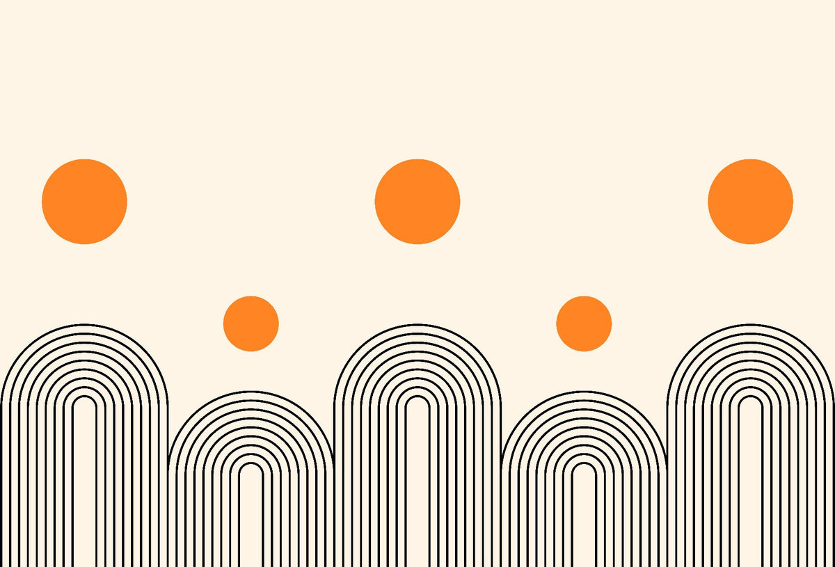Geometric Boho Art Line Wallpaper Mural in your room — zoomed