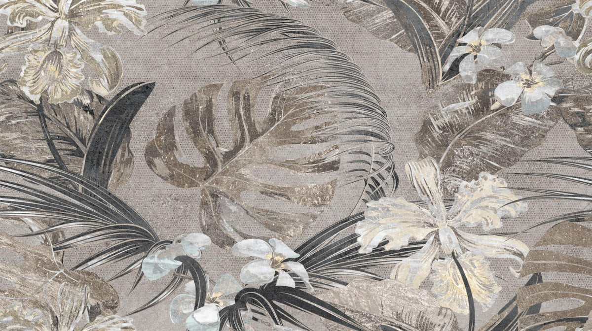 Flower and leaves Wallpaper Mural