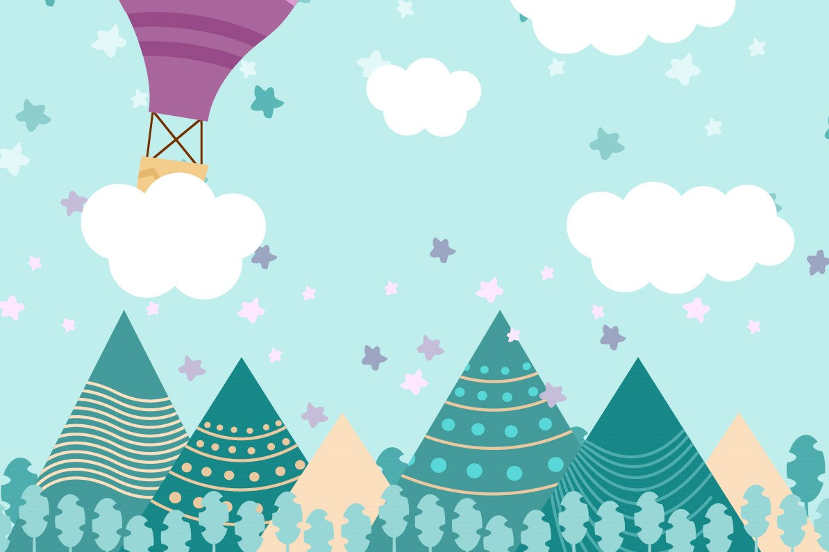 Hot Air Balloons Nursery Wallpaper Wall Mural in your room — zoomed