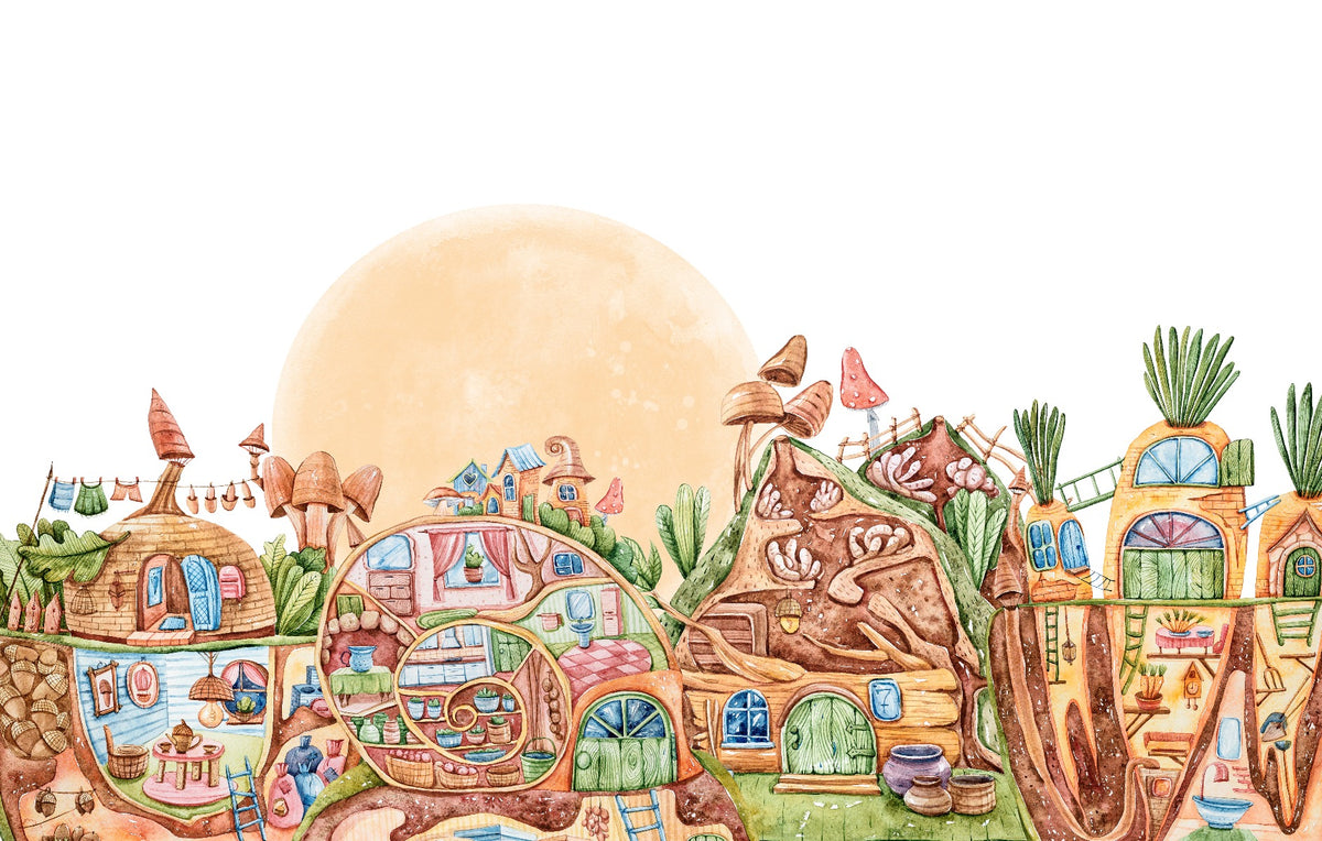 Cute Lively Town Kids Wallpaper Mural in your room