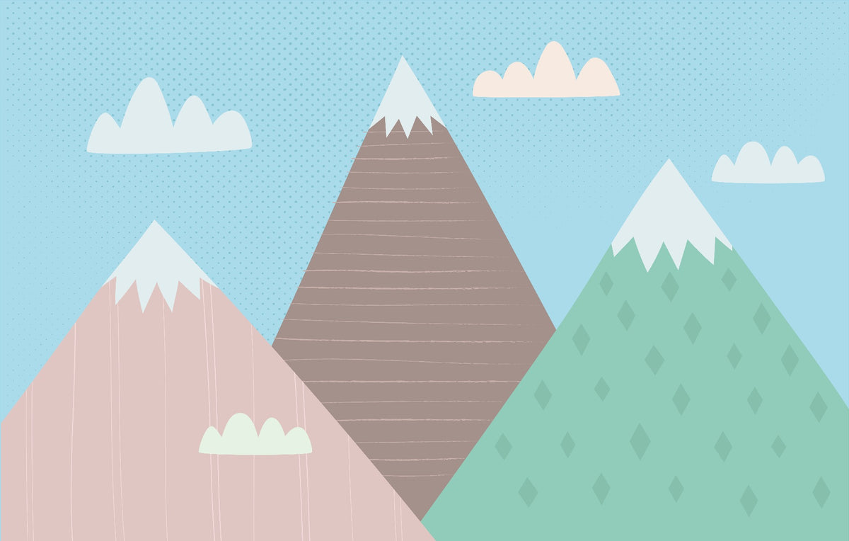 Finely illustrated Mountains Wallpaper Mural in your room