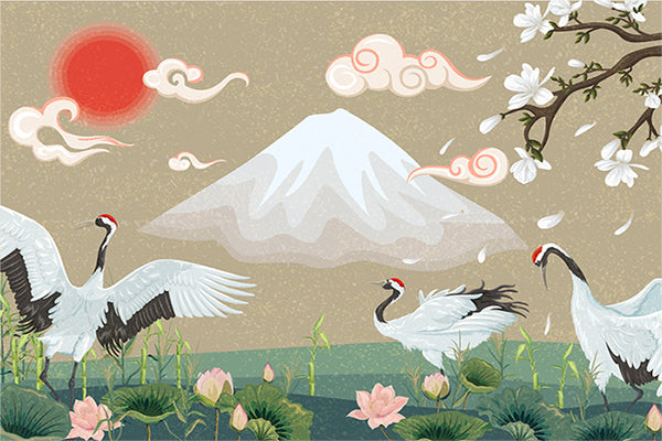 Spring Time Mountainous Wallpaper Mural in your room — zoomed