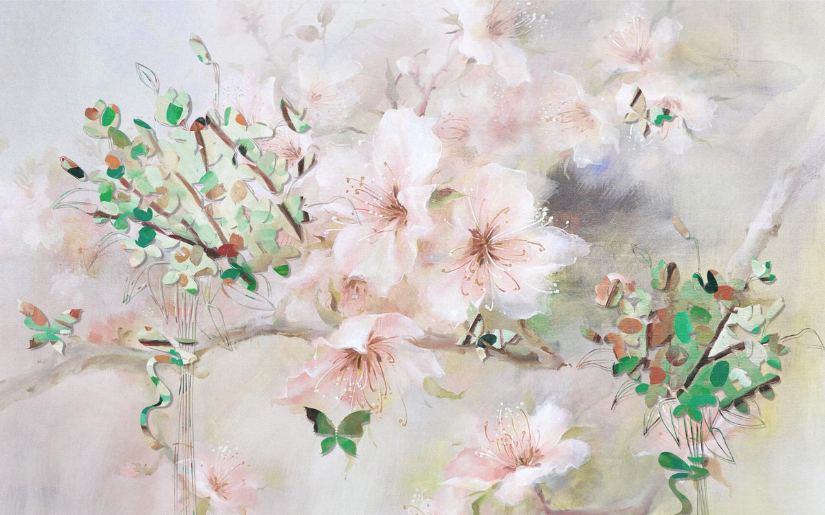 Watercolor Pink Sakura Flower Wallpaper Murals in your room