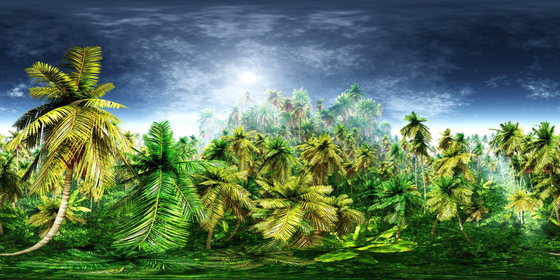 Vivid Green Rainy Morning Forest Wallpaper Mural