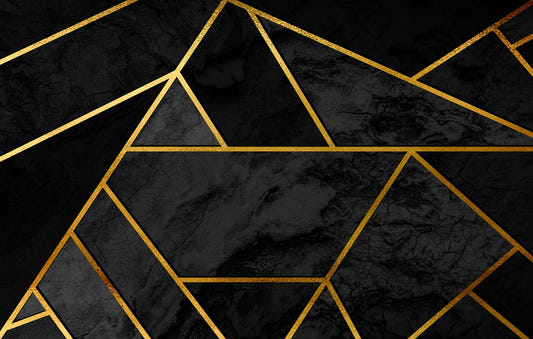 Black & Gold Geometric Mosaic 3D Wallpaper Mural