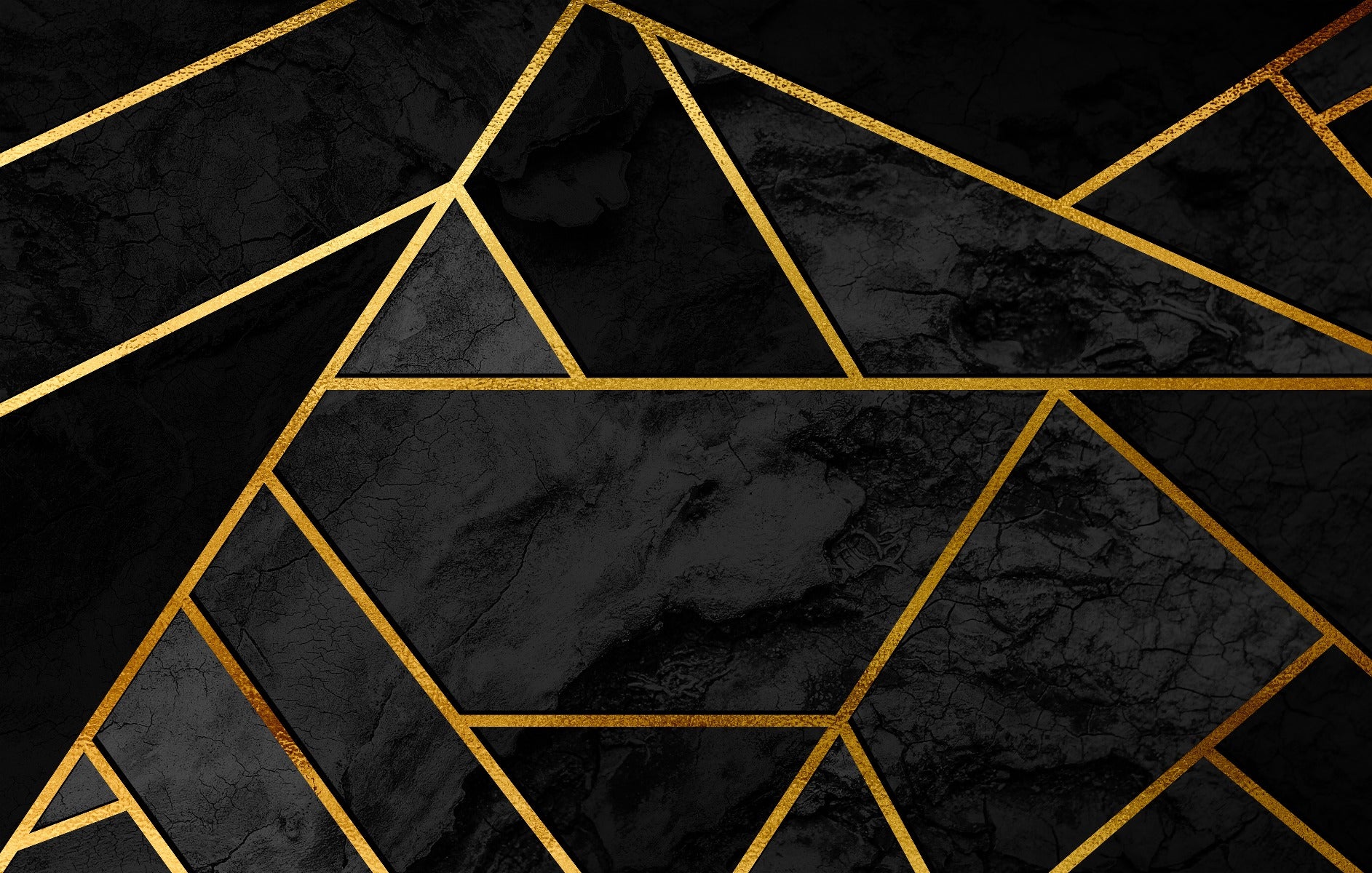 Black & Gold Geometric Mosaic 3D Wallpaper Mural