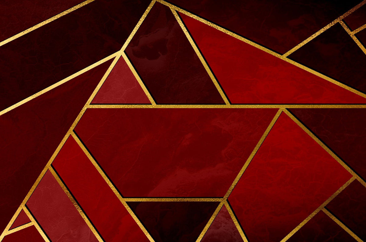 Red and Gold Abstract Mosaic Wallpaper Murals in your room