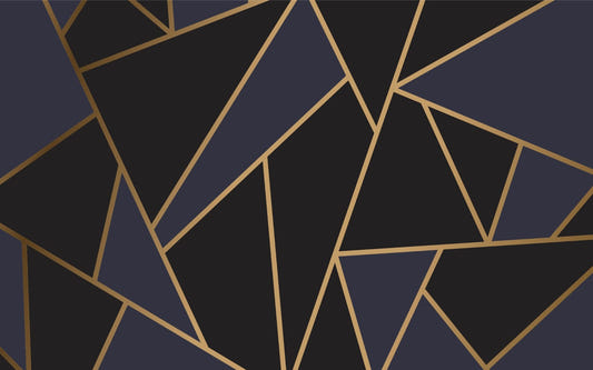 Blue and Gold Abstract Mosaic Wallpaper Murals