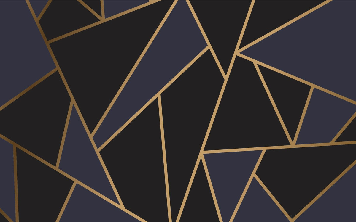 Blue and Gold Abstract Mosaic Wallpaper Murals in your room — zoomed