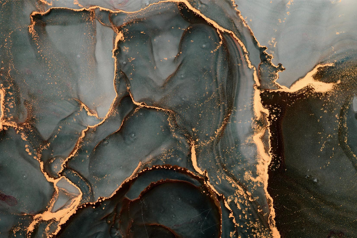 Black Abstract Wallpaper (Gold marble) in your room — zoomed