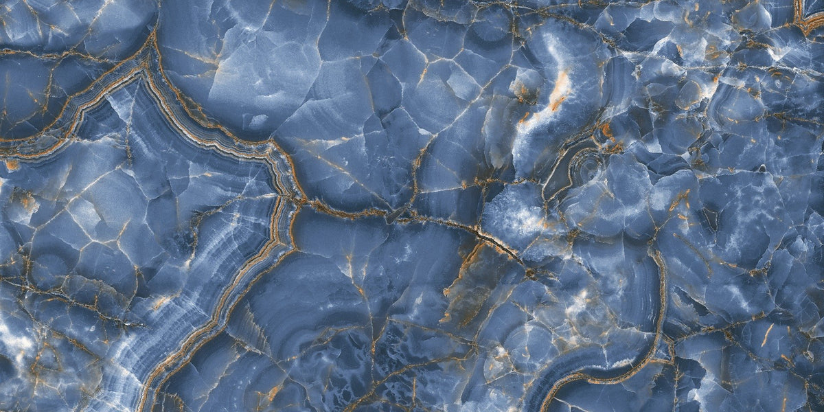White & Blue Onyx Marble Wallpaper Mural in your room