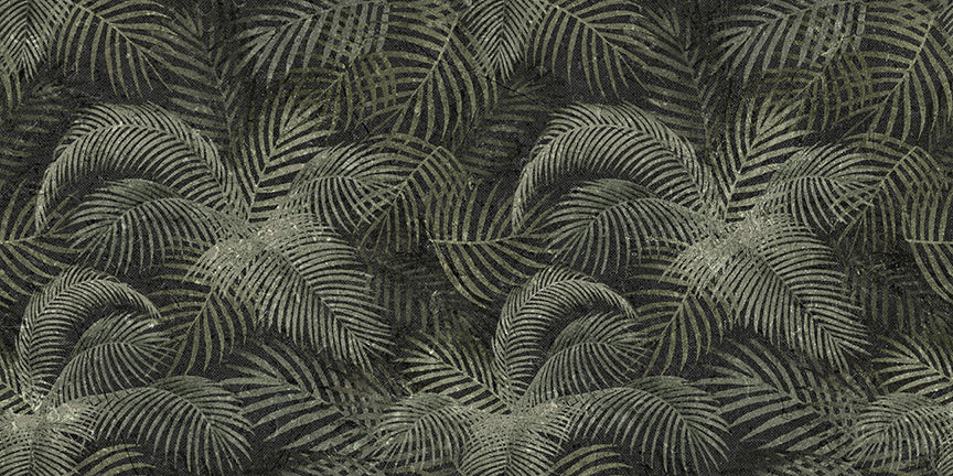 Green Rustic Tropical Palms Wallpaper Mural in your room — zoomed
