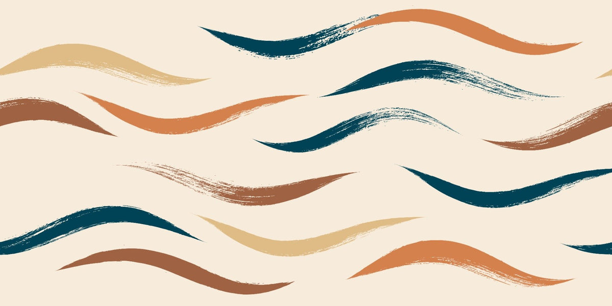 Wavy Pattern Beige Wallpaper Mural in your room — zoomed