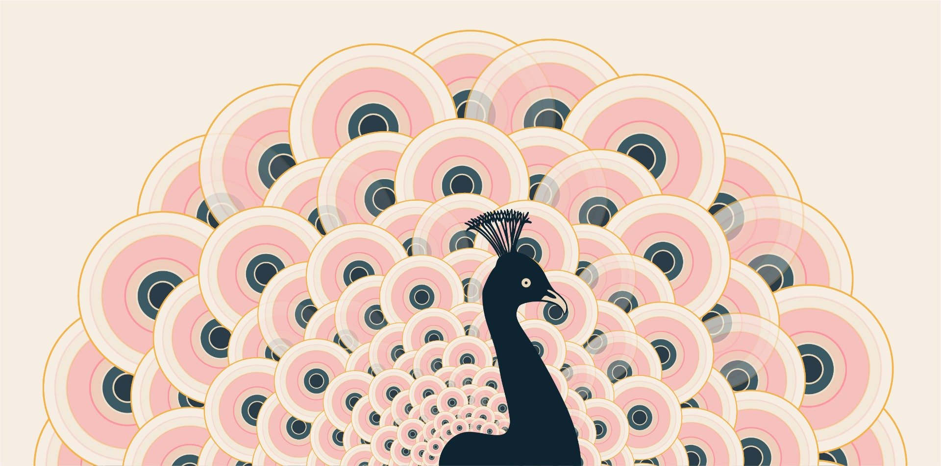 Pink Peacock Wallpaper in your room — zoomed
