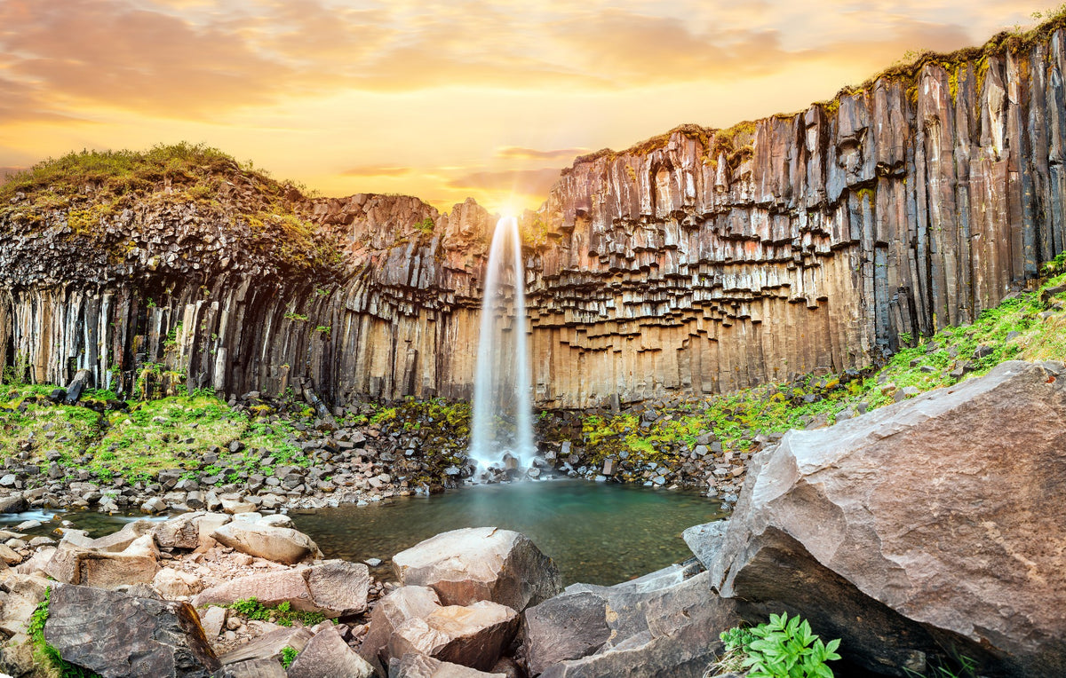 Iceland Waterfall Wallpaper Mural in your room — zoomed