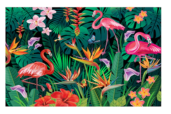 Fancy Flamingos Wallpaper Mural in your room — zoomed