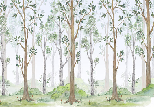 Forest Green Watercolor Wallpaper Mural
