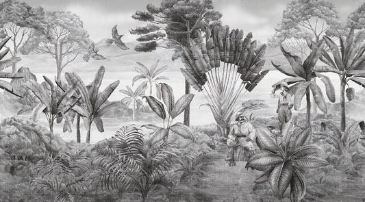 Black and white scenery wallpaper mural