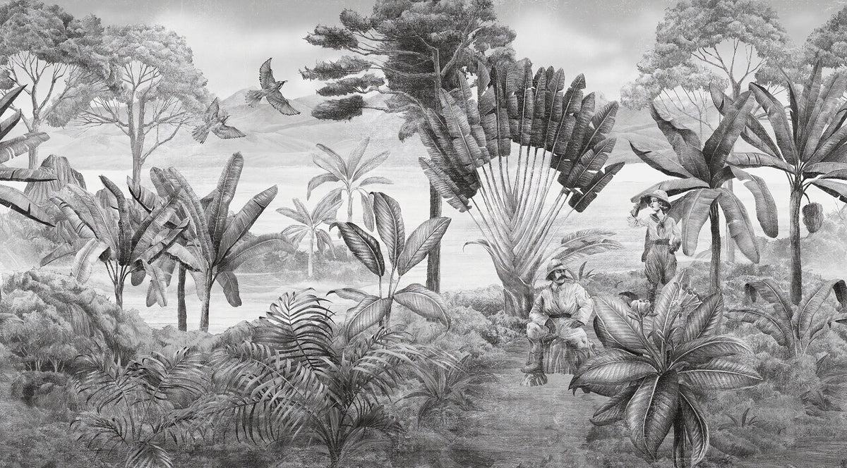 Black and white scenery wallpaper mural in your room