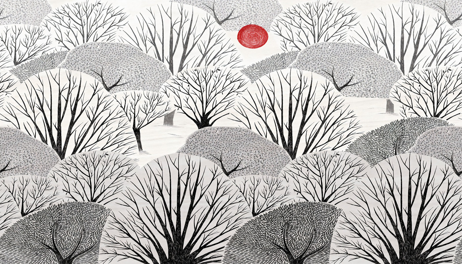 Artistic Black & White Trees Wallpaper Mural