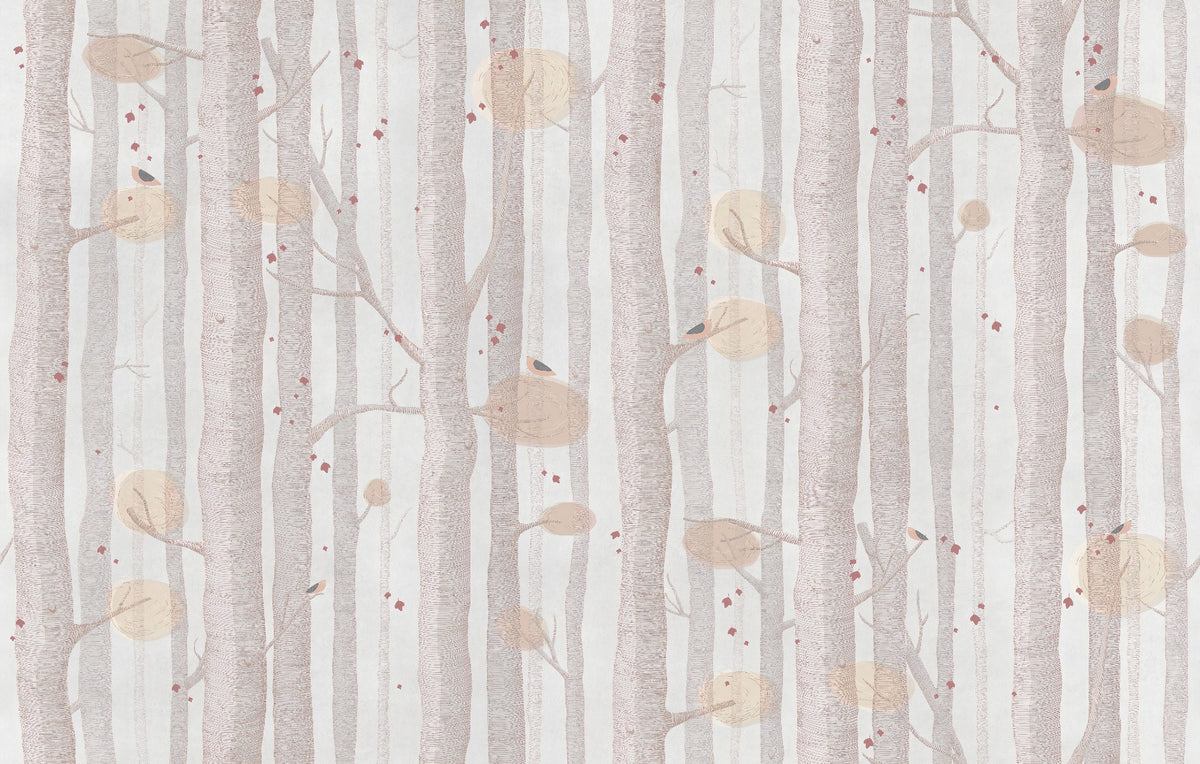 Cream Color Tree Wallpaper Mural in your room — zoomed