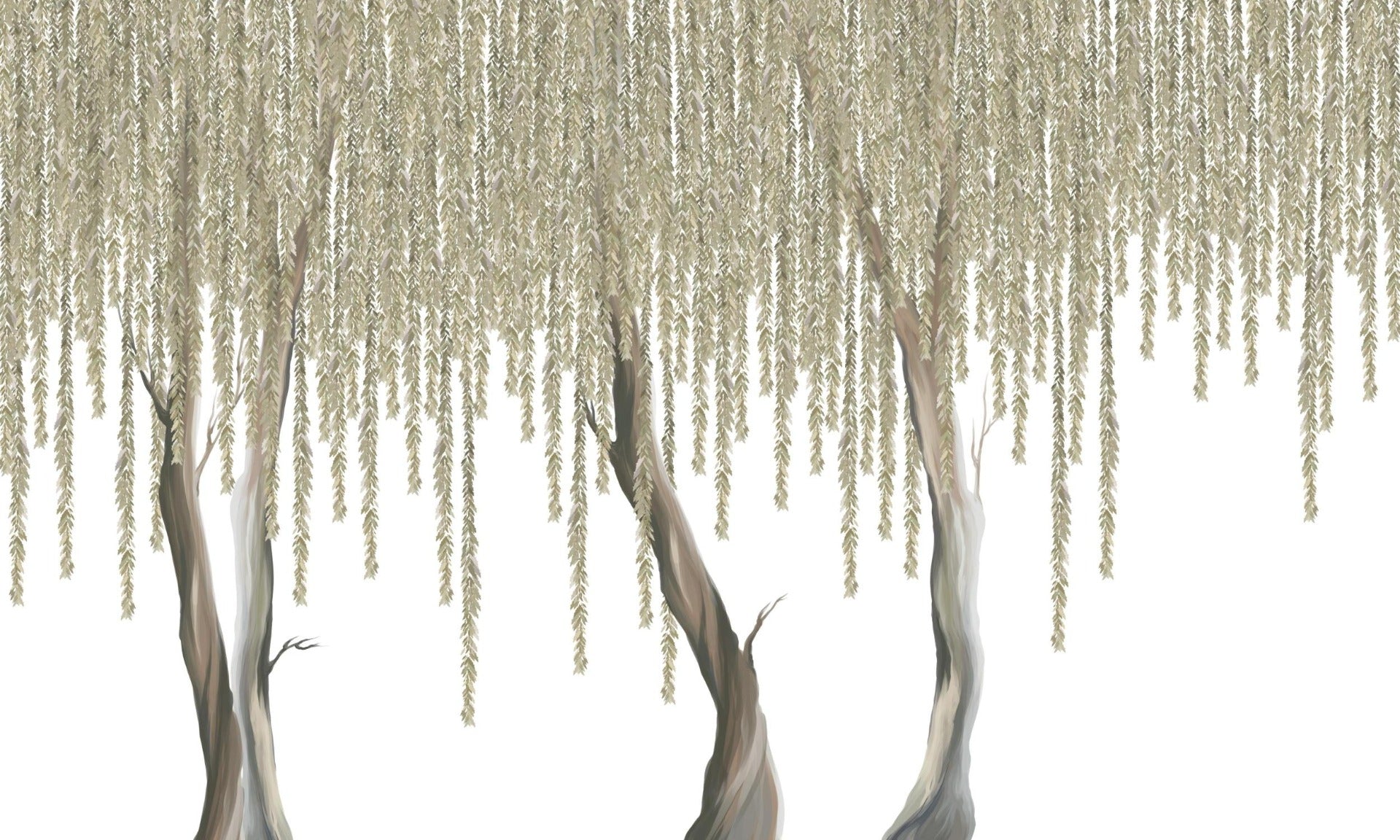 Hanging Flowers Tree Wallpaper Mural in your room — zoomed