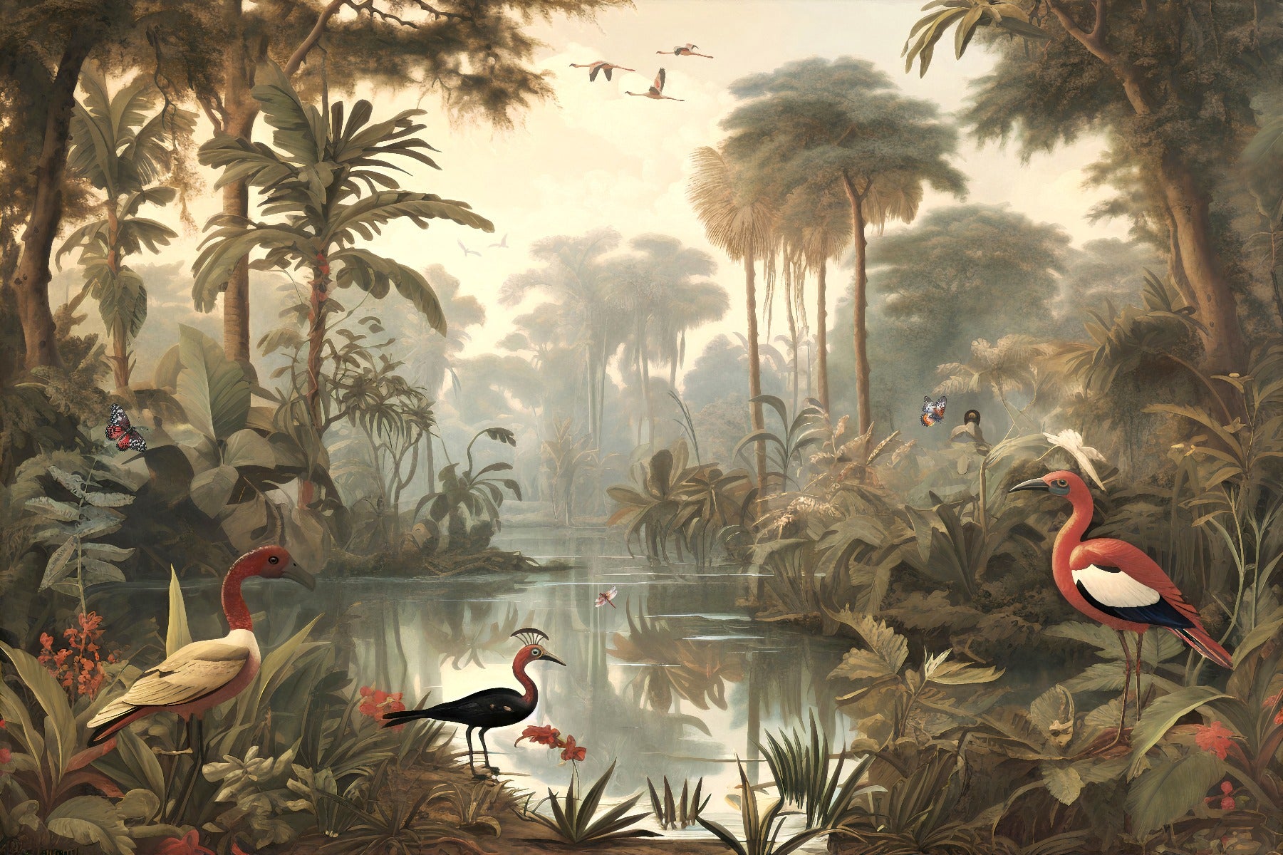 Tropical Coral Island Vintage Wallpaper Mural