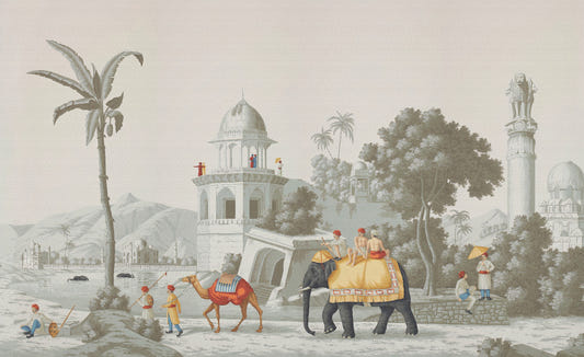 Royal Mughal on Elephant in the Forest Wallpaper