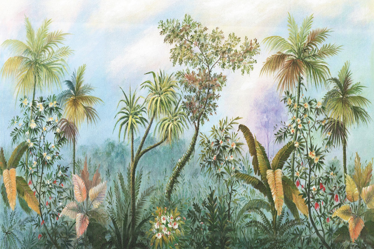 Vivid Green Tropical Forest Trees wallpaper mural in your room