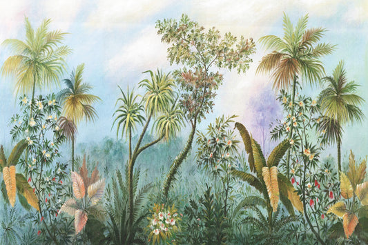 Vivid Green Tropical Forest Trees wallpaper mural