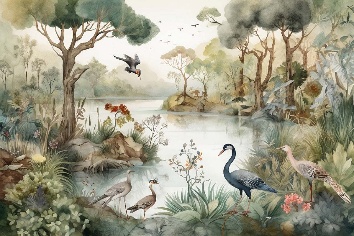 Oasis Lakeside Wallpaper Mural in your room — zoomed