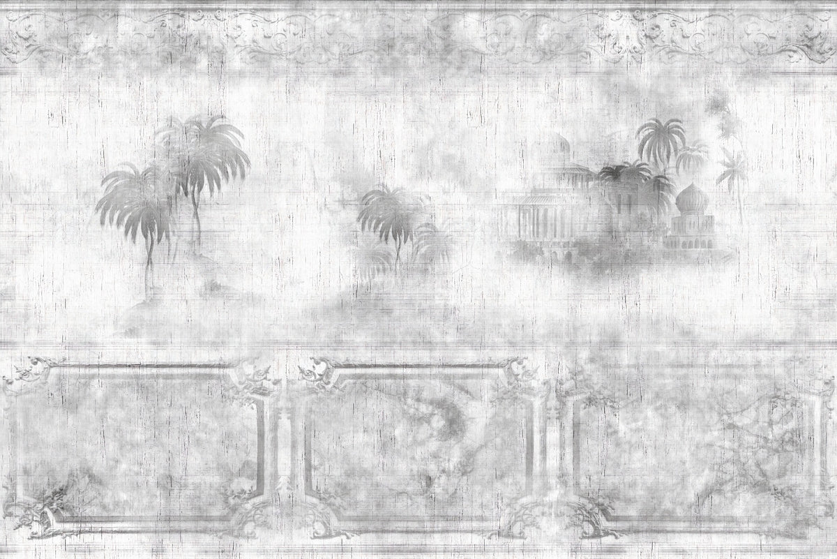 Gray Retro Foggy Trees wallpaper in your room