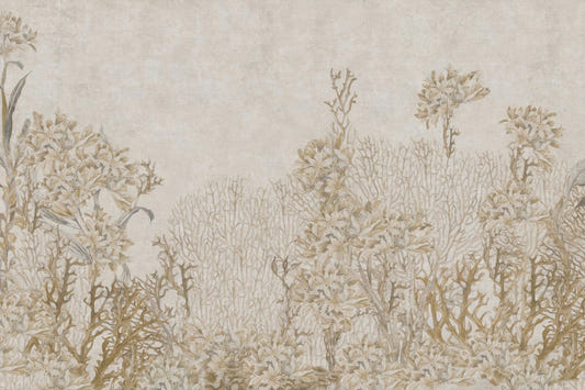 Monotone Sepia Flowers Shaded Wallpaper Murals