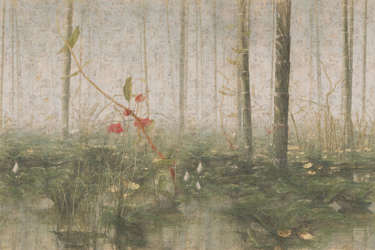 Foggy Tropical Deciduous Forest Wallpaper Murals in your room — zoomed