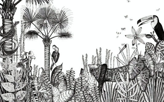 Charcoal Pencil Art Tropical Wallpaper Murals