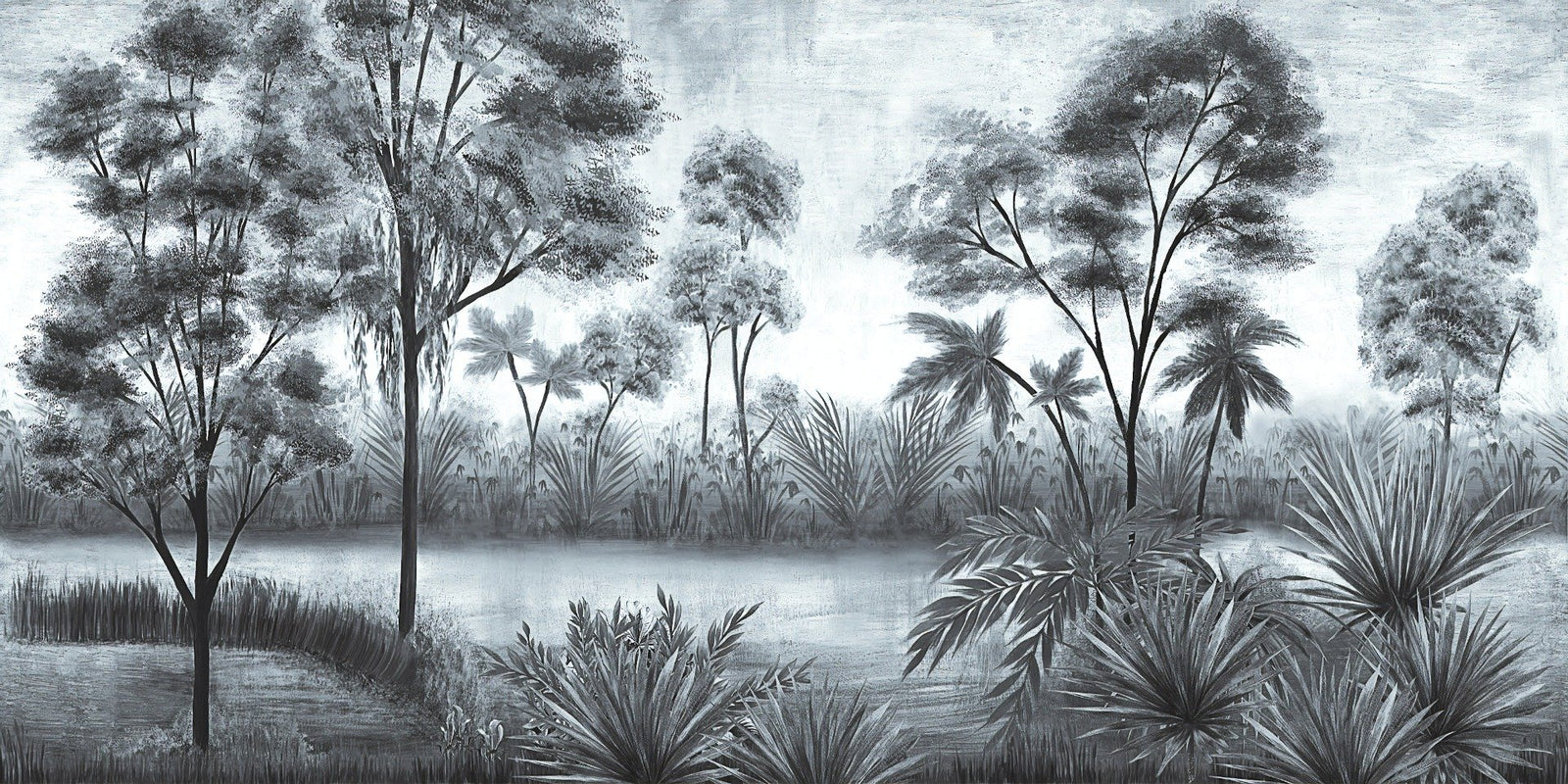 Gloomy Trees Textured Wallpaper Murals