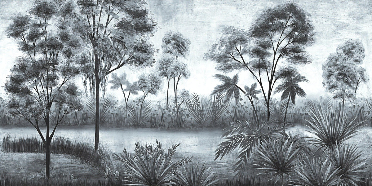 Gloomy Trees Textured Wallpaper Murals in your room — zoomed