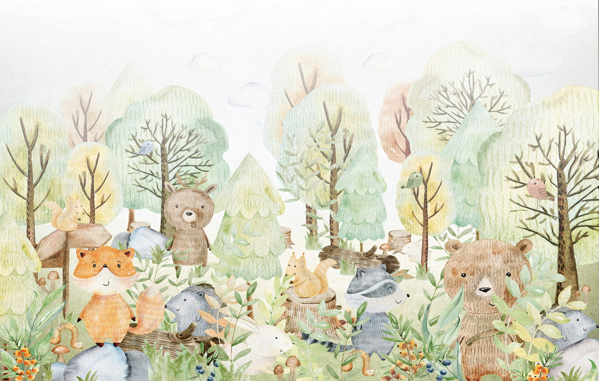 Doodles Bears Animals Wallpaper Murals in your room — zoomed