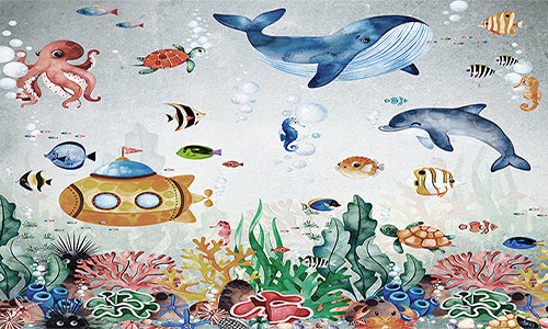 Astonishing Underwater Whales Wallpaper Mural