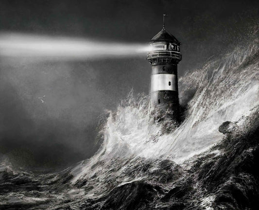 Black and White Peel and Stick Lighthouse Wallpaper