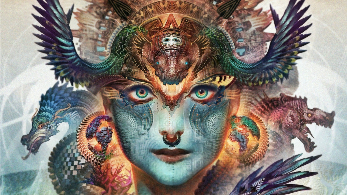 Artistic Lady Dragon Themed Face Wallpaper Mural
