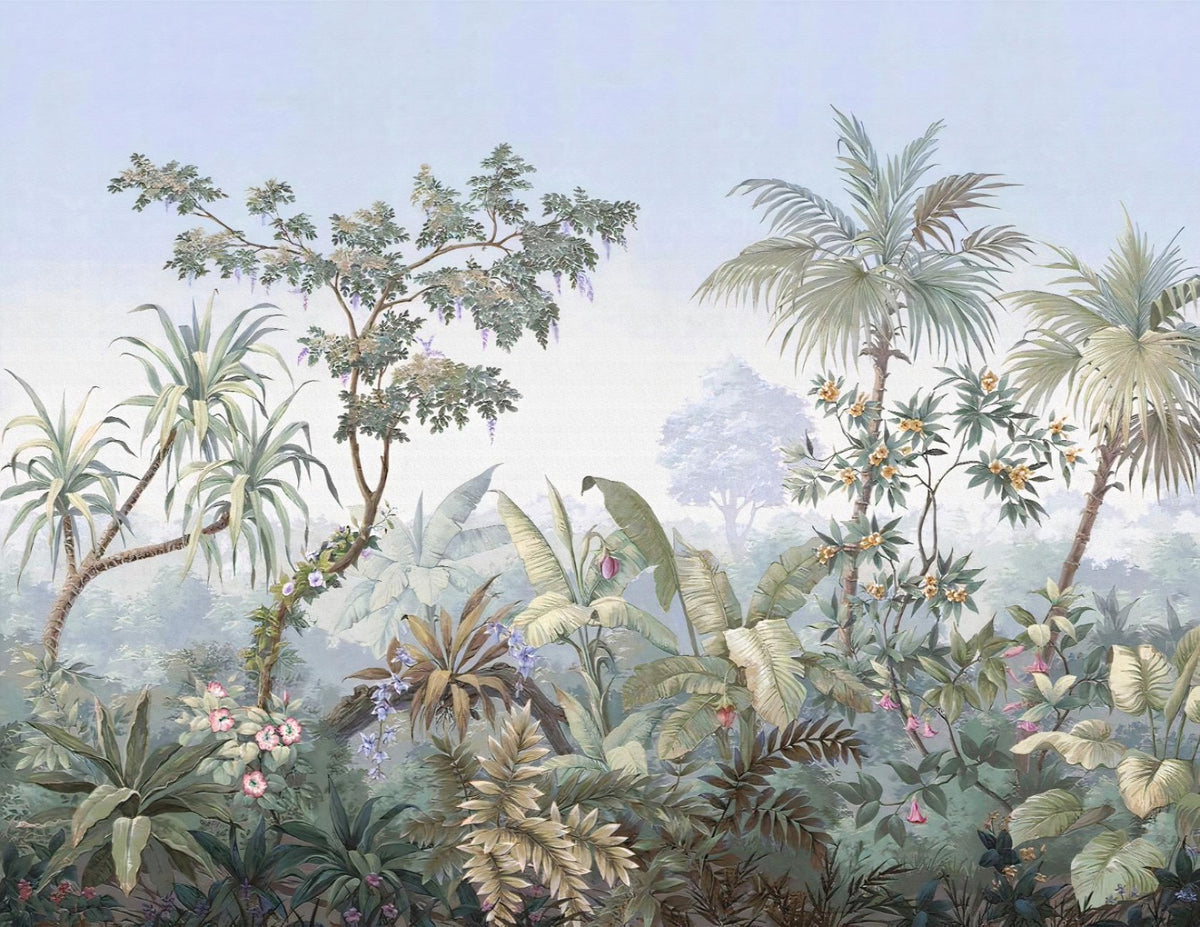 Dense Watercolor Jungle wallpaper in your room — zoomed
