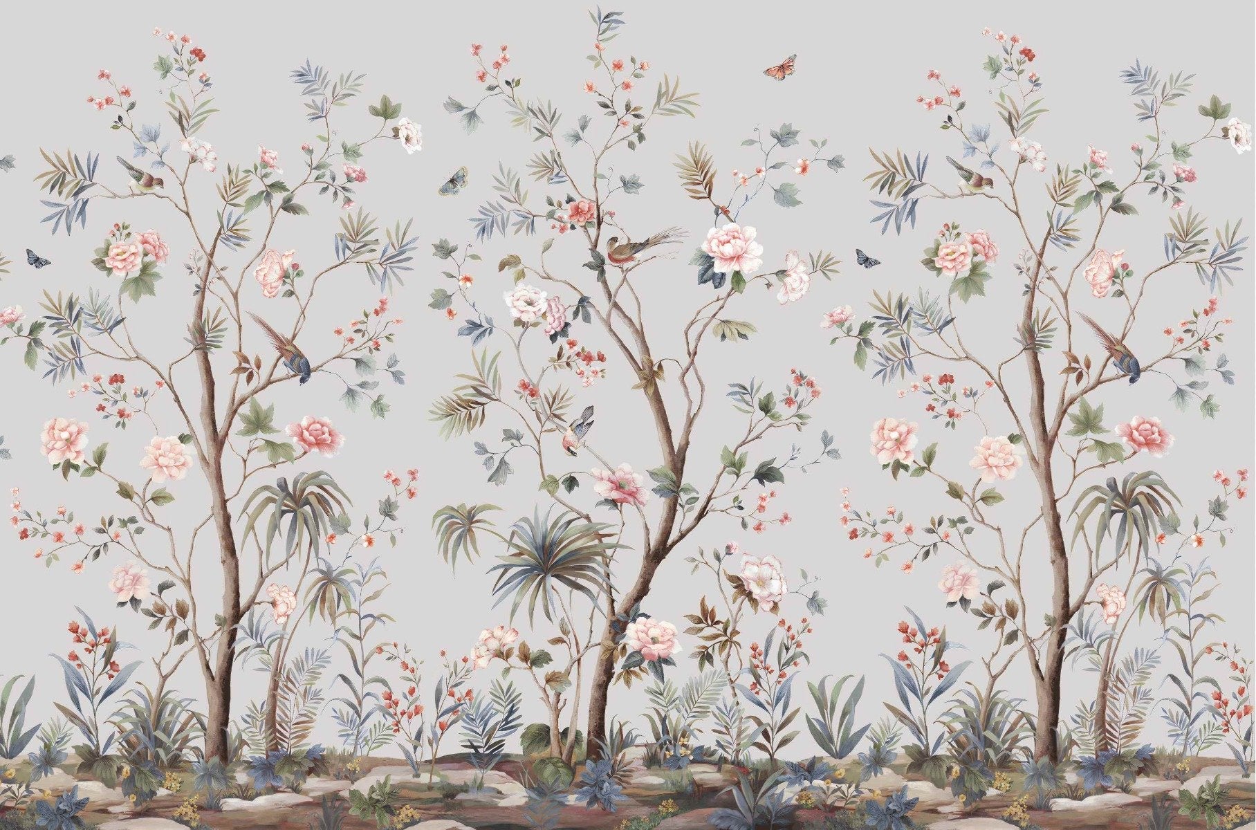Chinoeserie Floral design Wallpaper Mural