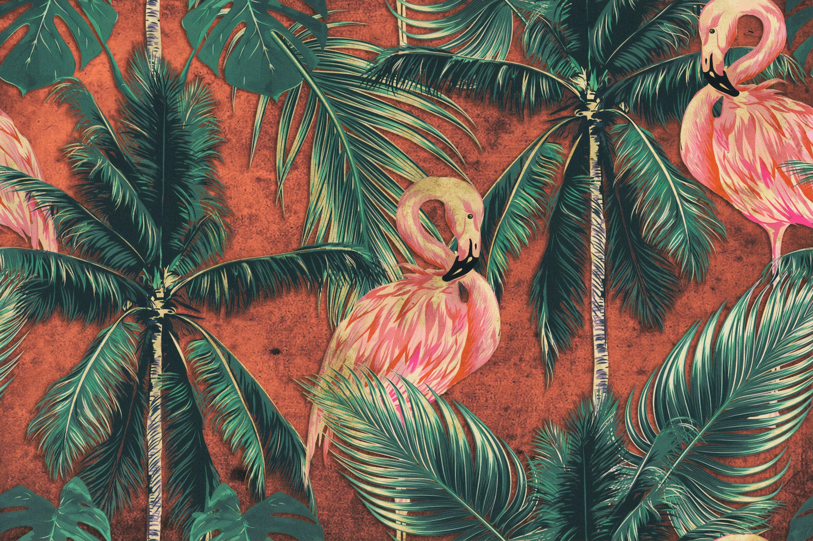 Coral Flamingo Wallpaper Mural