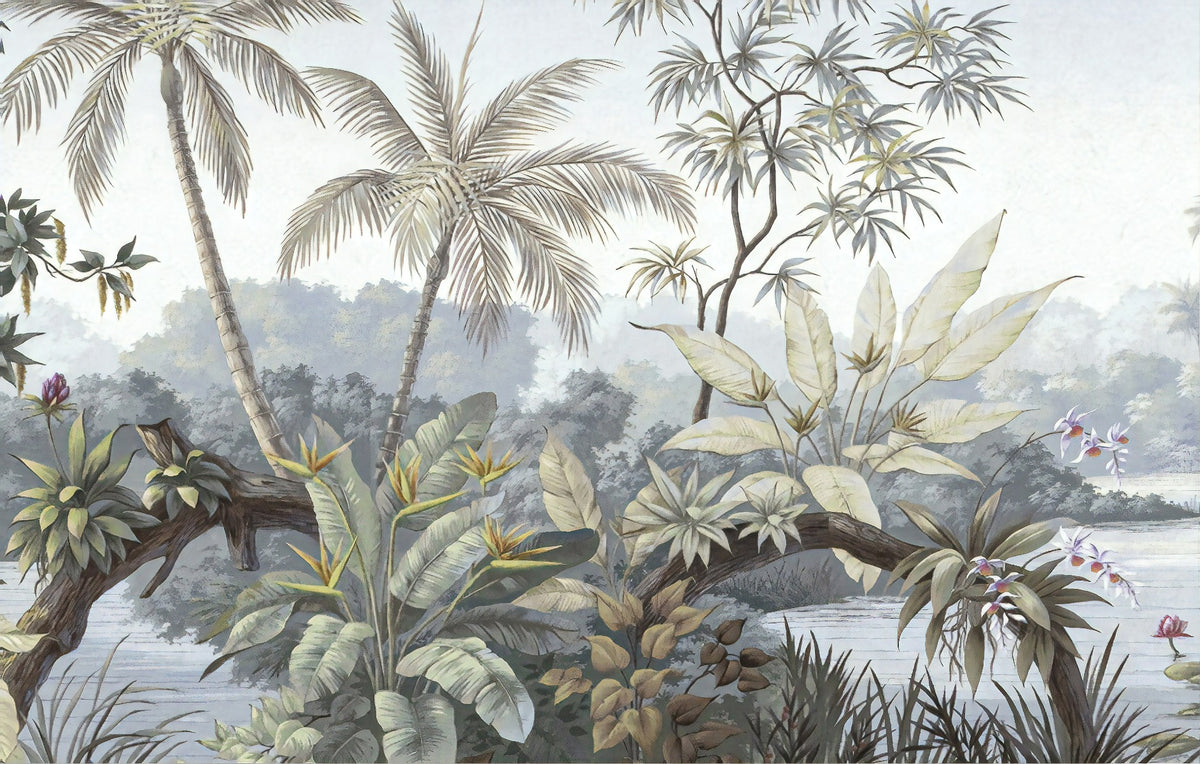 Tropical Trees Textured Wallpaper Murals