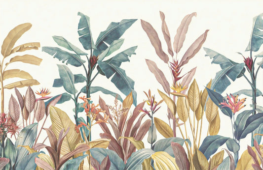 Dusty Pink Green Tropical Wallpaper Mural
