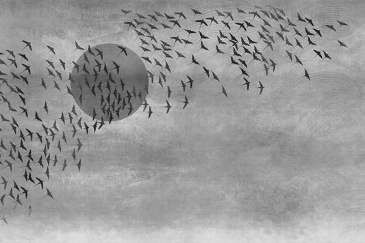 Gothic Flock Gray Halloween Wall Covering Wallpaper