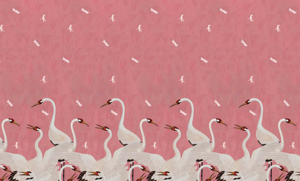 Majestic Pink Cranes Wallpaper Murals in your room