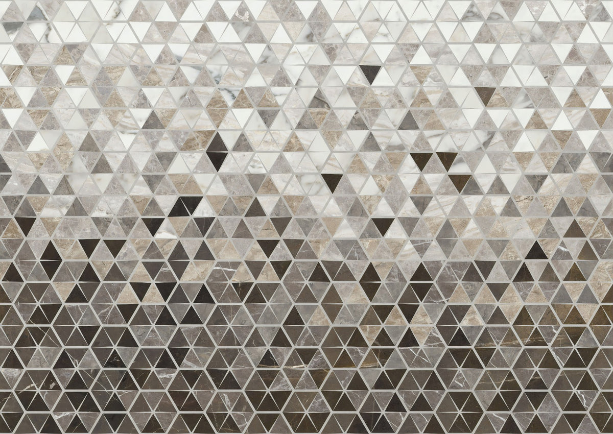 Sepia Triangle Tiles Wallpaper Mural in your room — zoomed