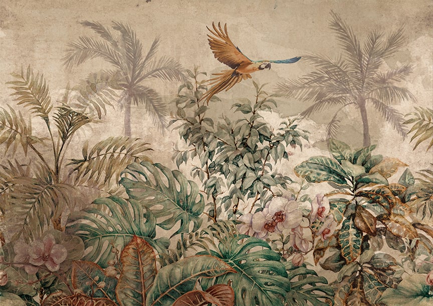Sepia Colored Tropical Forest Wallpaper Murals